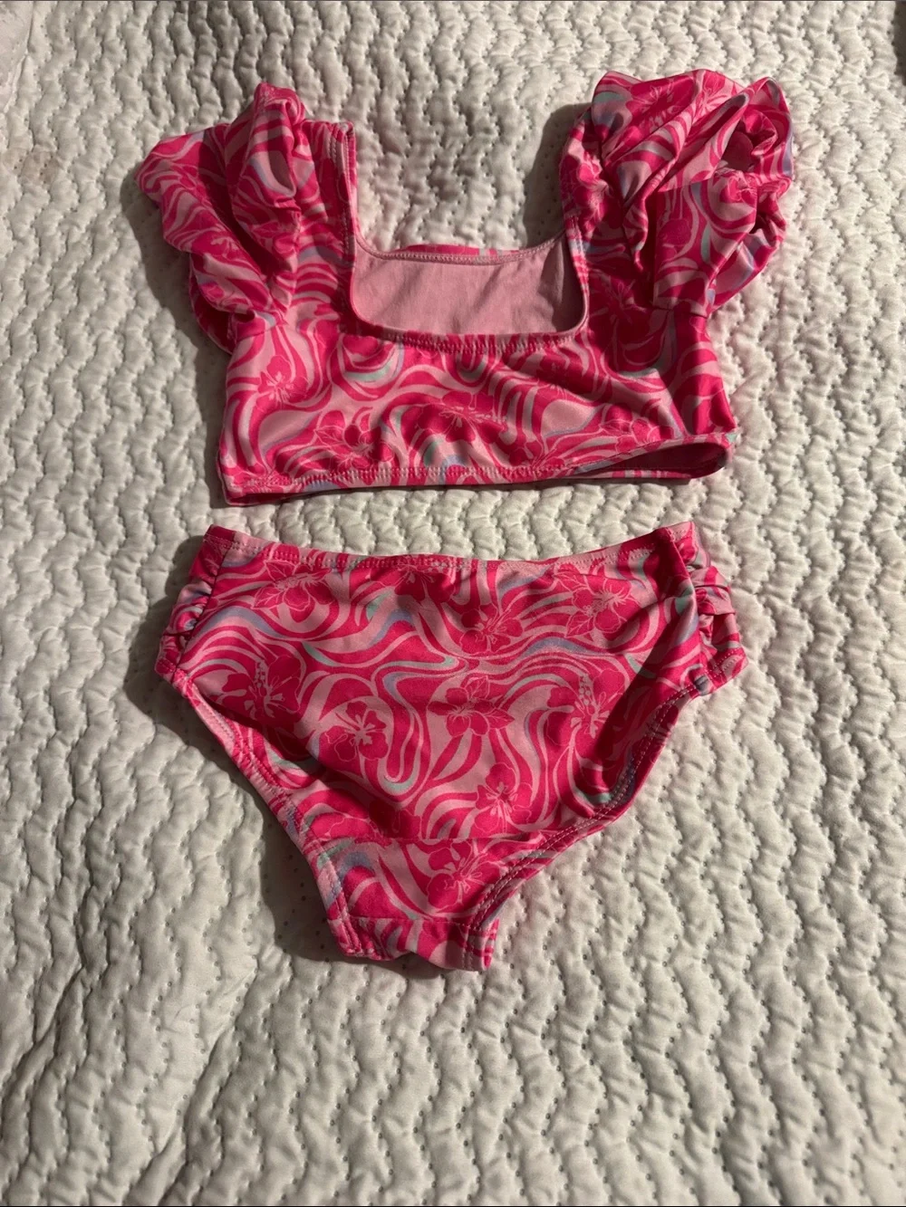 wonder nation Pink Swirl Floral Two-Piece Bikini
